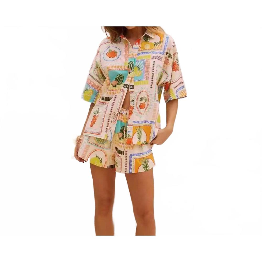 NEW LITTLE TRENDY relaxed fit two-piece set vacation outfit in fruit print